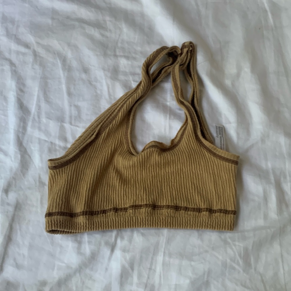 Urban outfitters tan cross over crop top